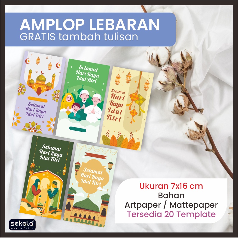 

(Isi 10 pcs) Amplop Lebaran 2023 Hari Raya Idul Fitri Custom Desain Ready Stok Gratis Tambah Tulisan