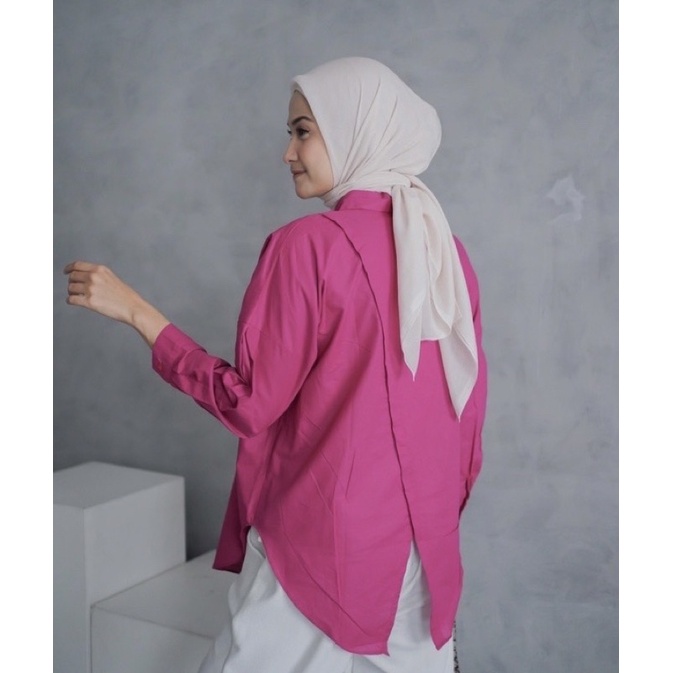 JAVASHOP Kemeja Linen Wanita Oversize Premium