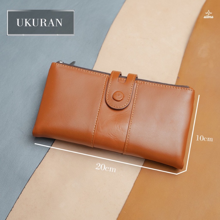 Dompet Panjang Kulit Wanita Alona Geisha Leather Wallet Branded Bahan 100% Kulit Sapi Asli Original Premium Cewek Terbaru