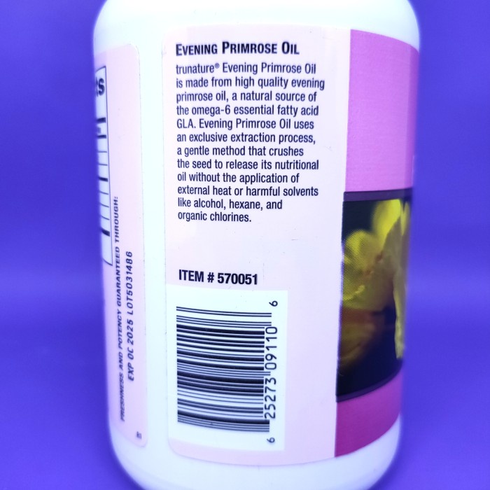 Trunature Evening Primrose Oil 1000 mg 200 Softgel Omega-6 Eczema PMS