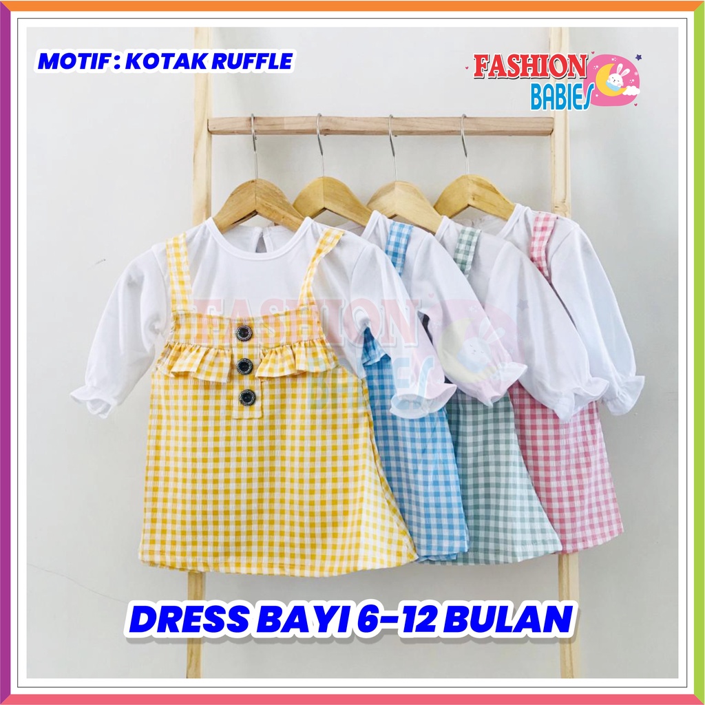 DRESS ANAK MOTIF KOTAK RUFFLE PAT062-046 / DRESS ANAK