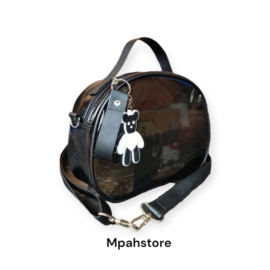 Tas Selempang Wanita Transparan-Tas mika pvc anisa free gantungan