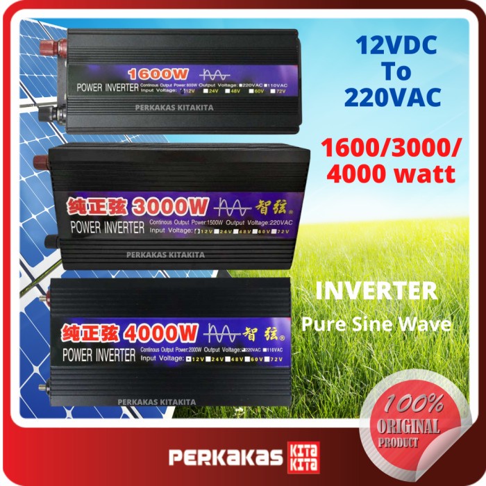 PSW Pure Sine Wave Power Inverter DC12 to AC220V 1600W / 4000W PLTS