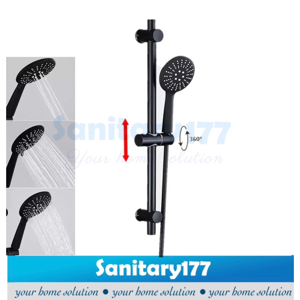 Shower Tiang Gede Hitam T339-Tiang Shower Mandi Handshower 12cm black jumbo semprotan 3in1 minimalis bathroom /L40-S8A