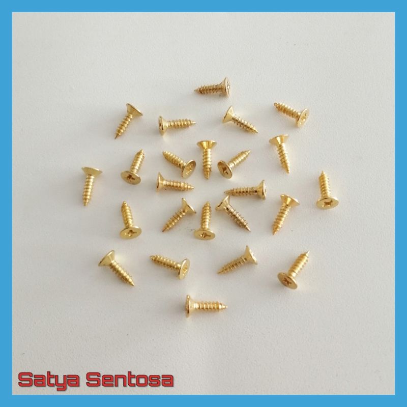 Sekrup Kecil Kuning Gold 6 x 12 mm (100 pcs)