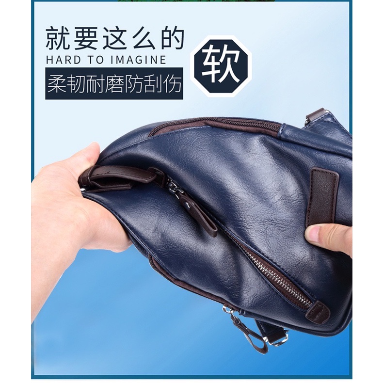 ORIGINAL IMPOR 5007 TAS DADA PUNGGUNG SELEMPANG PRIA BAHAN KULIT TAHAN PERCIKAN AIR HUJAN