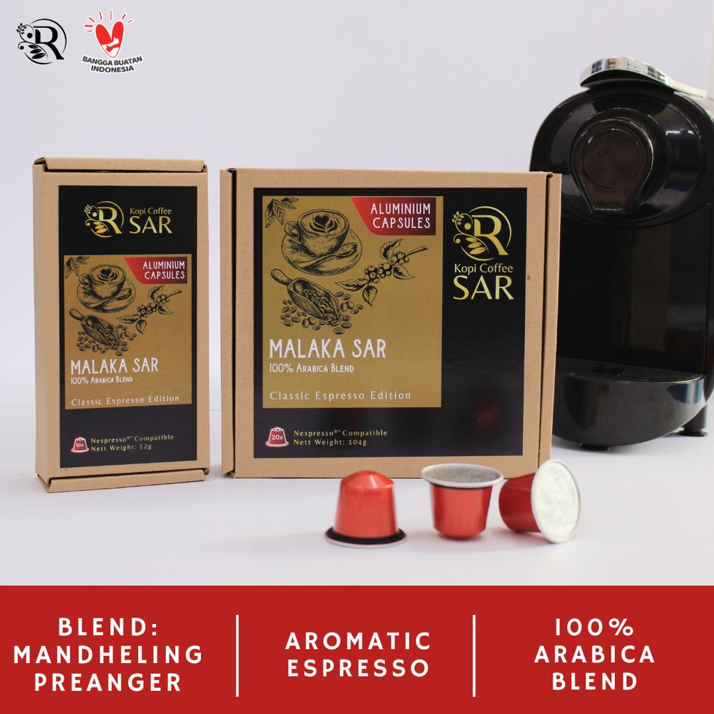 

Malaka SAR - Full Arabica Blend Nespresso Compatible Coffee Capsules Kopi Coffee SAR Kopi Kapsul untuk Mesin Nespresso