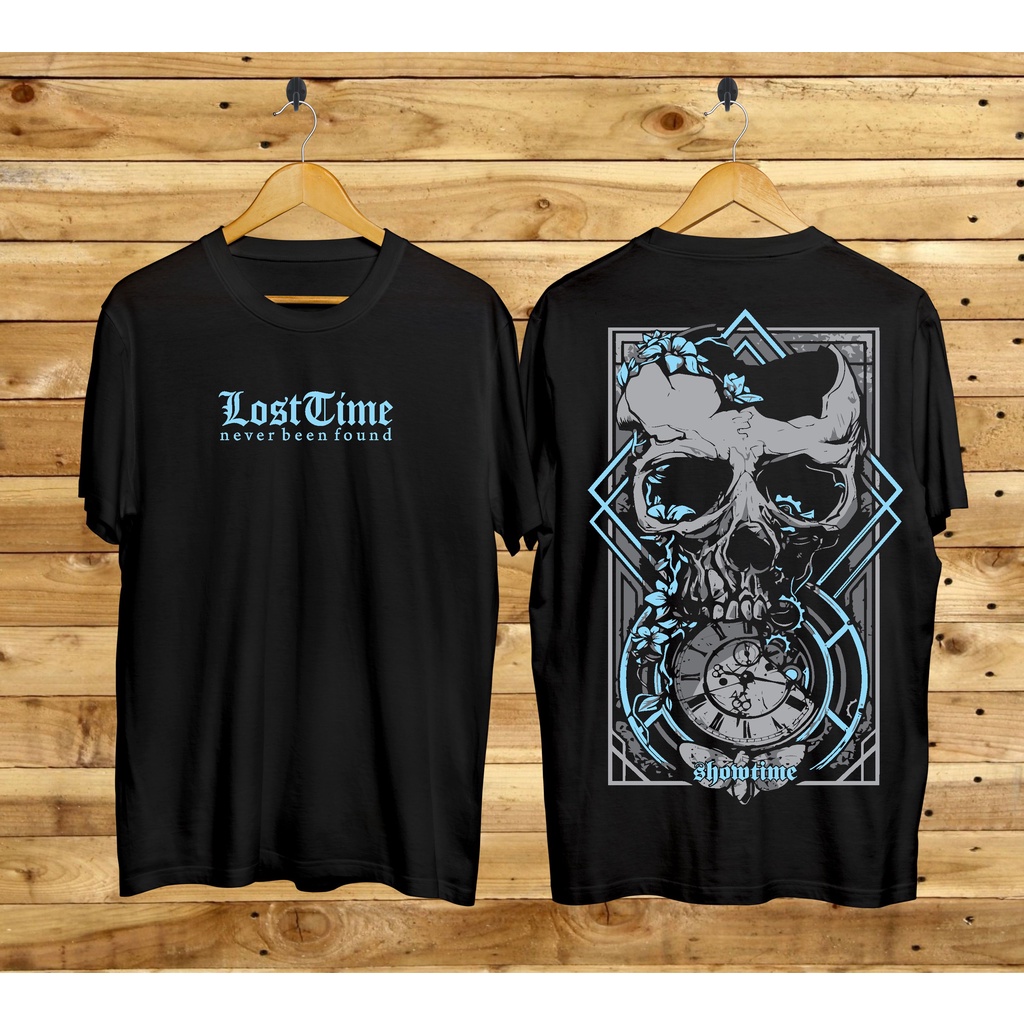 Kaos murah Kaos distro murah baju  distro pria t-shirt murah combed30s SO LOST TIME HITAM