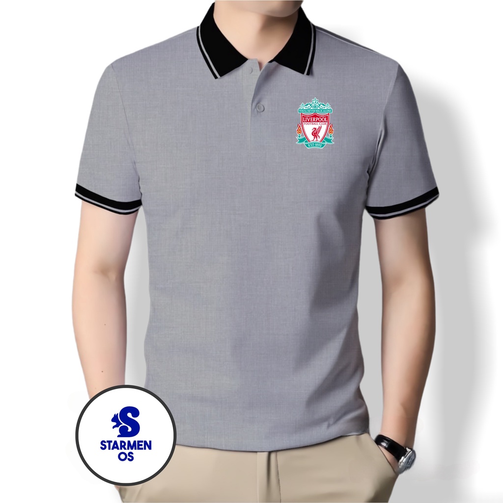 Kaos Wangki Polo Atasan Tshirt Pria Kerah Wangki Big List LOGO LIVERPOOL