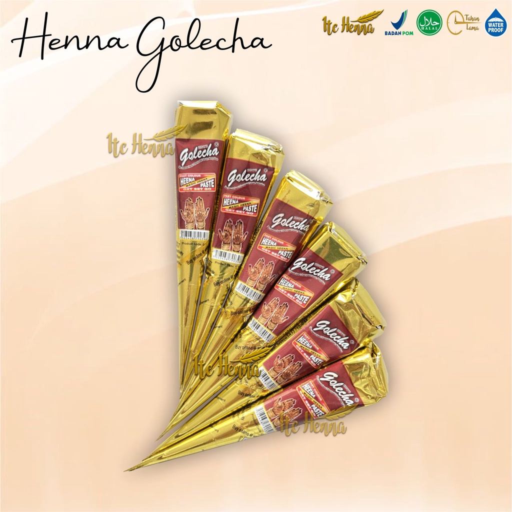 Golecha Gold Maroon Henna Cone (1/2 Box isi 6pcs)