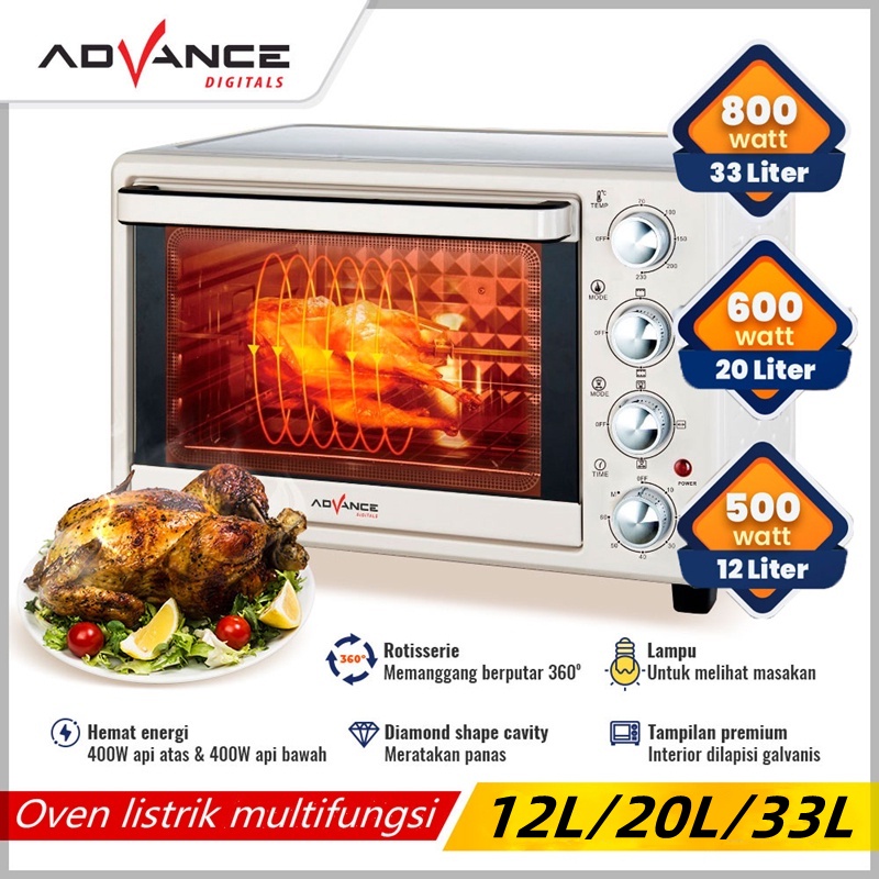 【Garansi 1 Tahun】Advance Oven Listrik Multifungsi 20L Oven Listrik Low Watt  Electric Oven