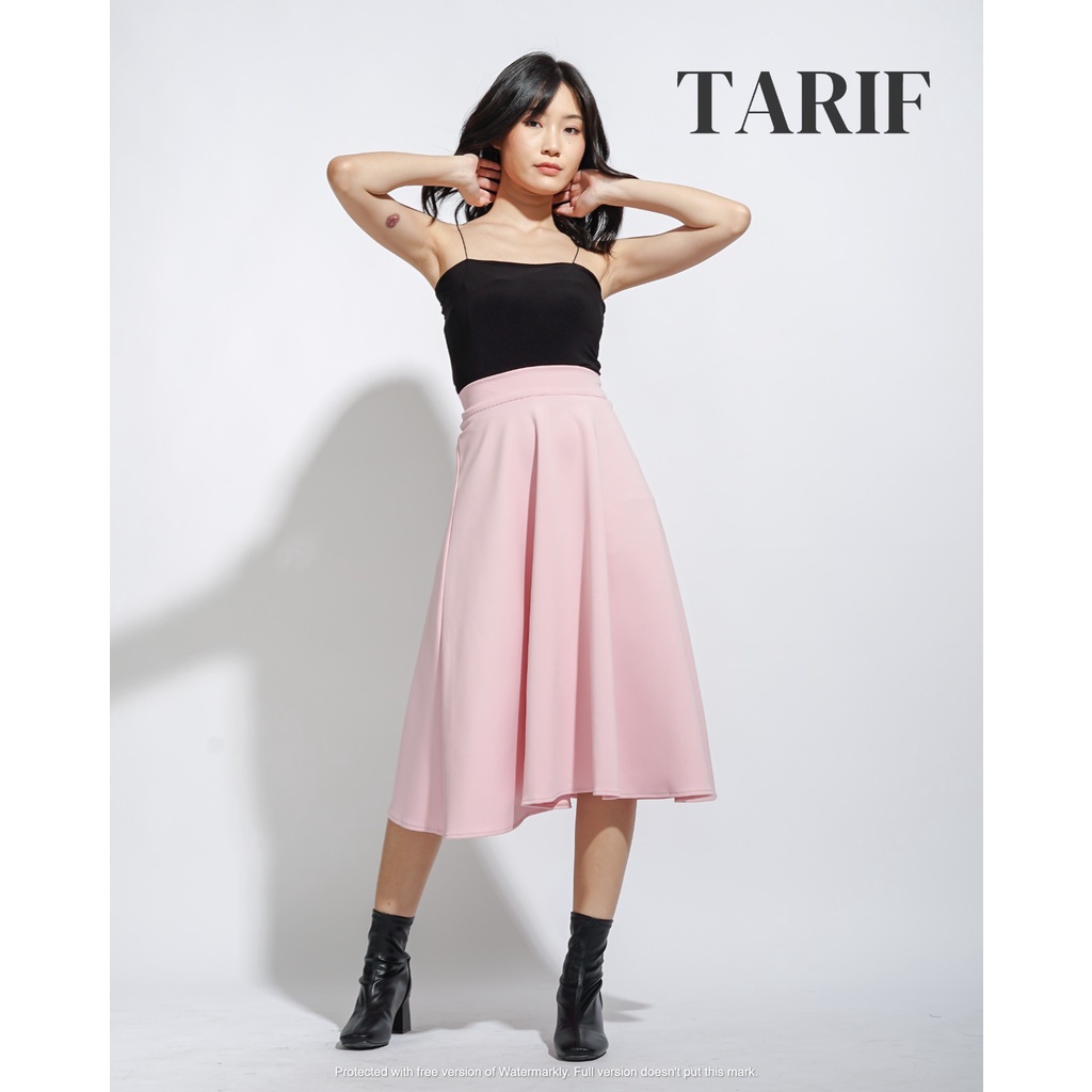 Natasya Midi Flare Skirt By TARIF - Rok High Waist 3/4