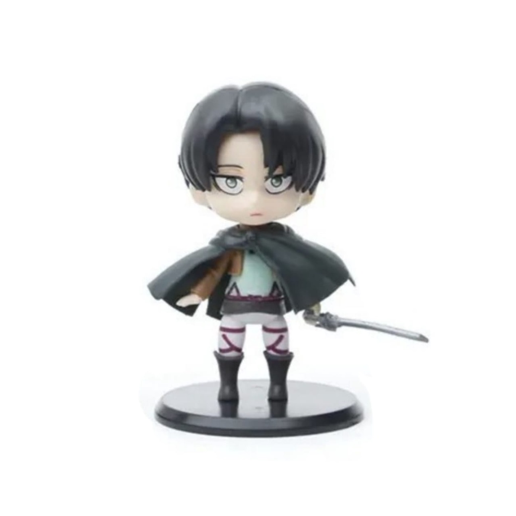 Mainan Action Figure Chibi Attack on Titan Eren Yeager Levi Arckerman