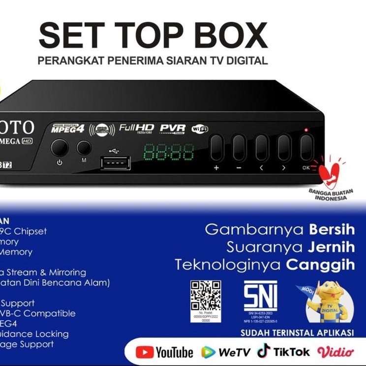➩ IOTO Set Top Box STB T2 Receiver Siaran TV Digital Full HD Omega 4MB - STB Ioto ۞