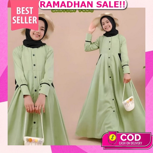 Baju Muslim Anak Tanggung 2022 Anna Dress Umur 9-11-12-14 Tahun 8 Serian Warna P5R0 Import Ootd Flor