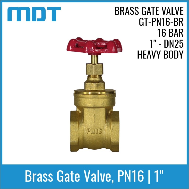 MDT | GT-PN16-BR | Gate Valve, Brass, Threaded, 1"