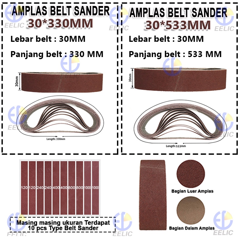 EELIC AMS Amplas belt sander 1set isi 10 type macam amplas dan ada pilihan ukuran amplas AMS-30X330 