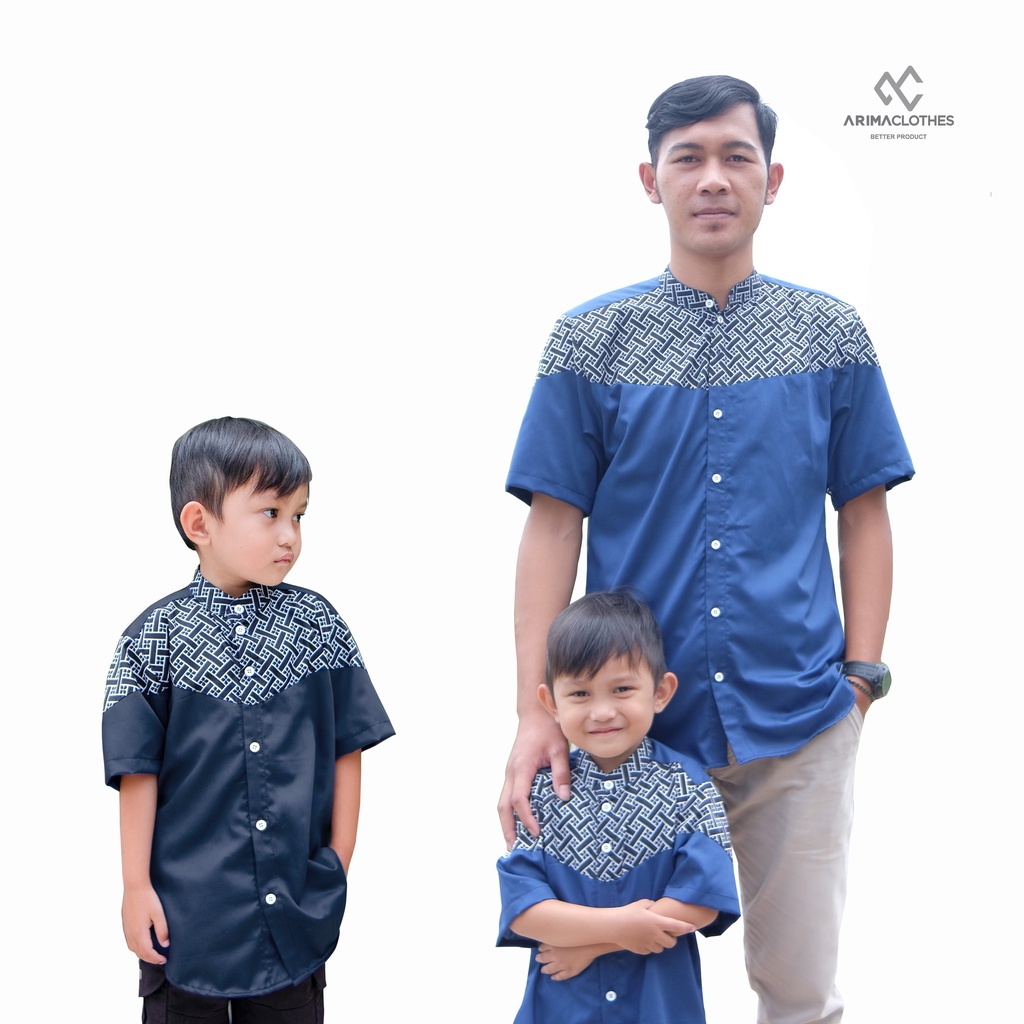 Mumtadz Koko Couple Pria Ayah Dan Anak - Baju Muslim Couple Simple Varian Batik Bisa Cod