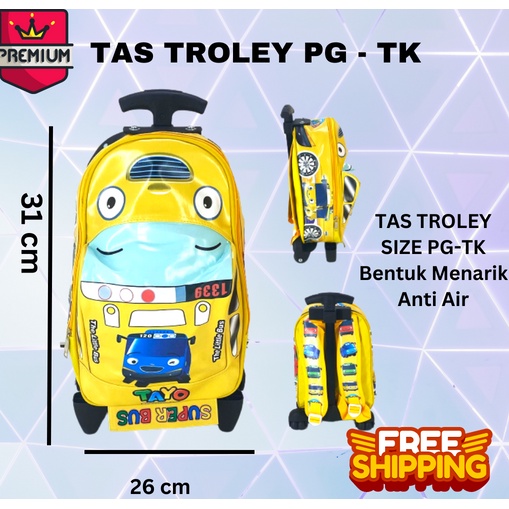 COD &amp; BEST SELLER ~ TAS TROLI + RANSEL Tas Troley Sekolah Anak TK ON THE ROAD tas sekolah tas bus tas mobil karakter tayo among us little pony spiderman batman ironman avenger doraemon minon frozen TAS TROLI OTR