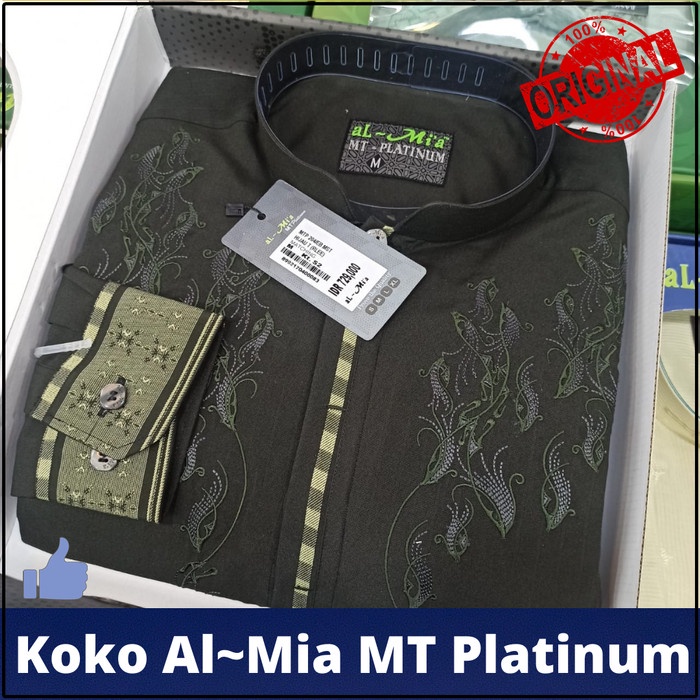 Baju Koko Al Mia Mt Platinum Hijau 100% Original Lengan Panjang Almia