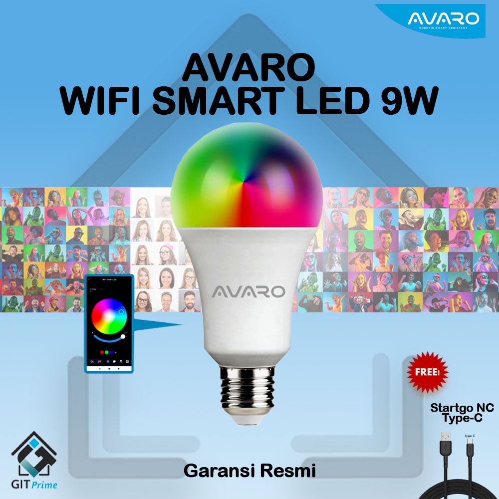 Avaro Smart LED Bulb AVARO 9 Watt RGB - AVARO WiFi Smart LED Bohlam 9W RGB