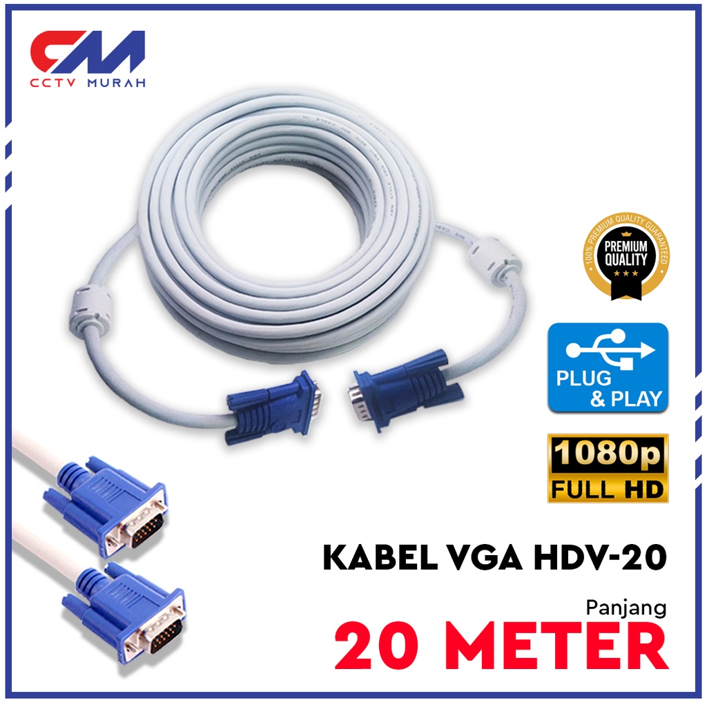 KABEL VGA MALE TO MALE 20 M