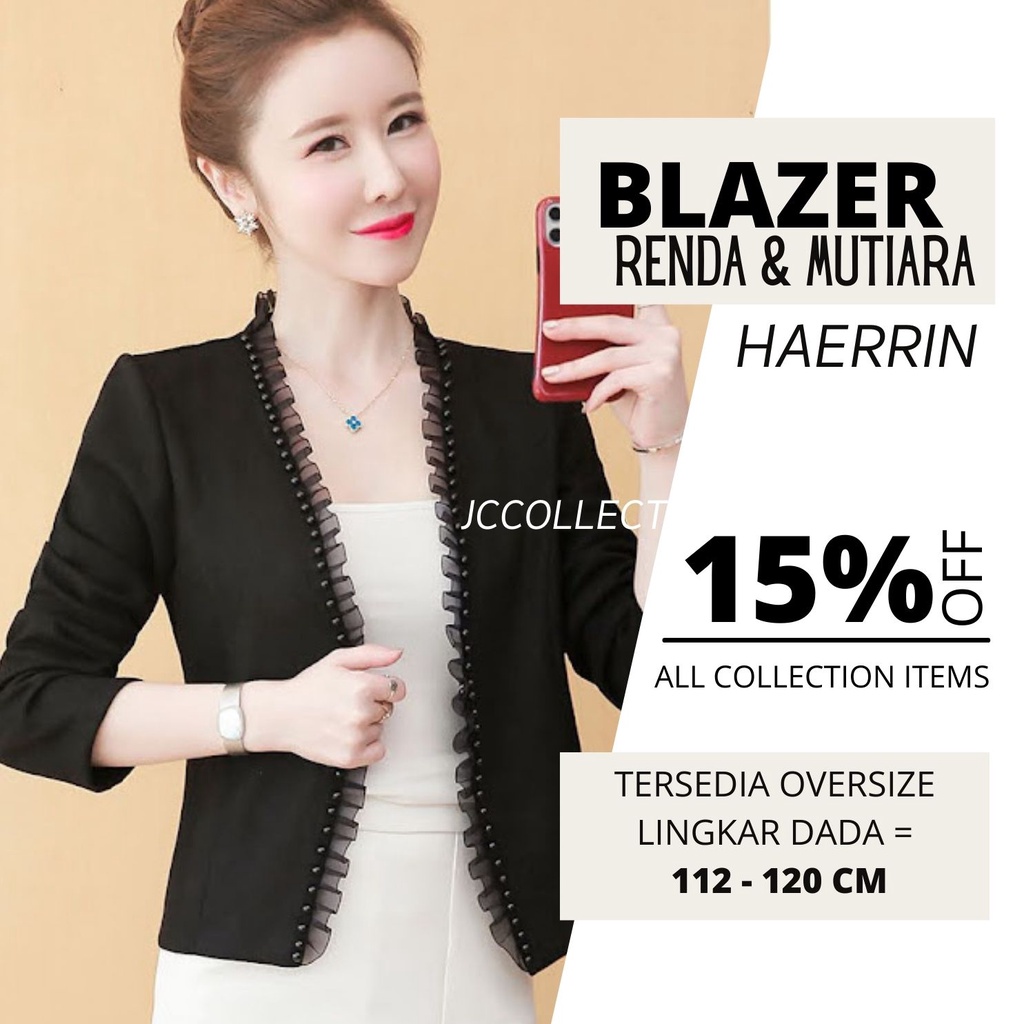 Blazer Kerja Kantor Wanita variasi renda Terbaru  Haerinne JCCollections