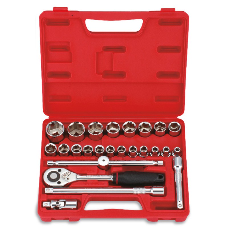 GESTAR/CROSSMAN-Set Kunci Shock 25Pc-1/2" Drive Red Blow Mold (Metric 12pt) 299-031