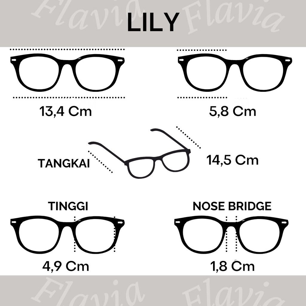 Flavia Eyewear - Kacamata Lily Titanium (custom minus, photochromic, blueray, bluechromic dan photobrown)