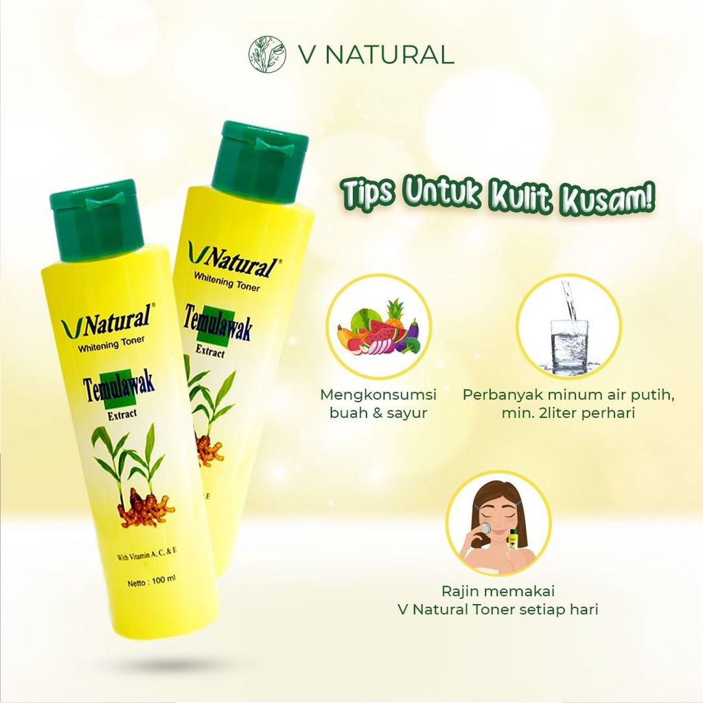 V NATURAL whitening face Toner Ekstrak Temulawak 100 ml