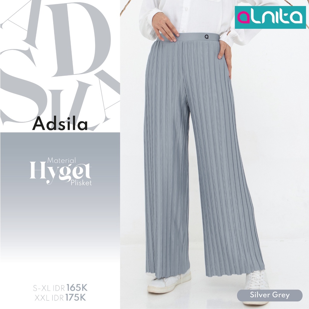 [BISA COD] Alnita ADSILA PANTS Bahan Hyget Plisket Bawahan Celana Muslimah Simpel by Alnita