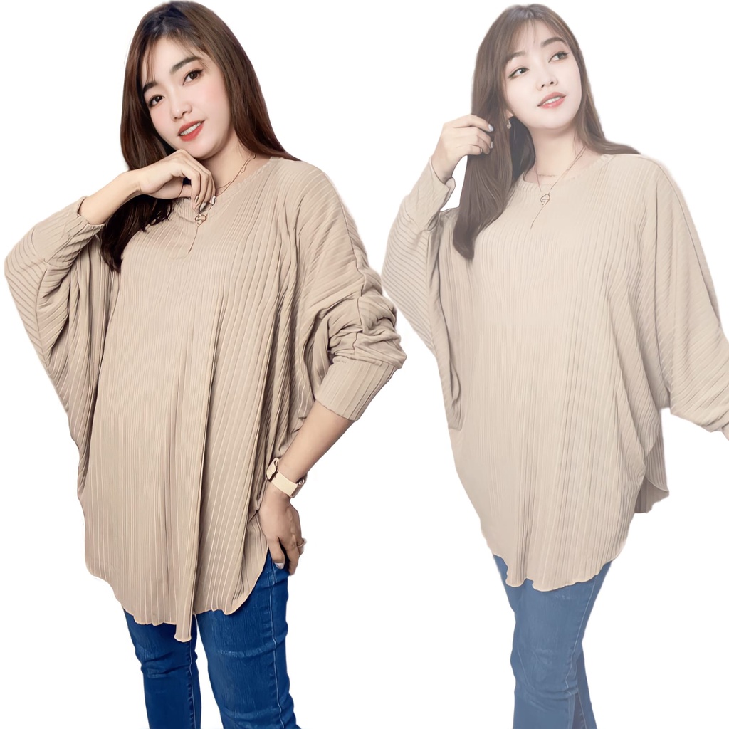 BAJU ATASAN WANITA BLUS BATWING KAOS KNIT JUMBO HIJAB FRIENDLY BETTY