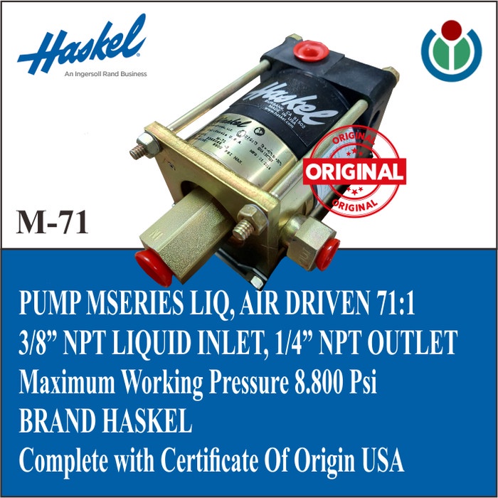 Terlaris Haskel - Pump Mseries Liq, Air Driven 71:1 Type M-71