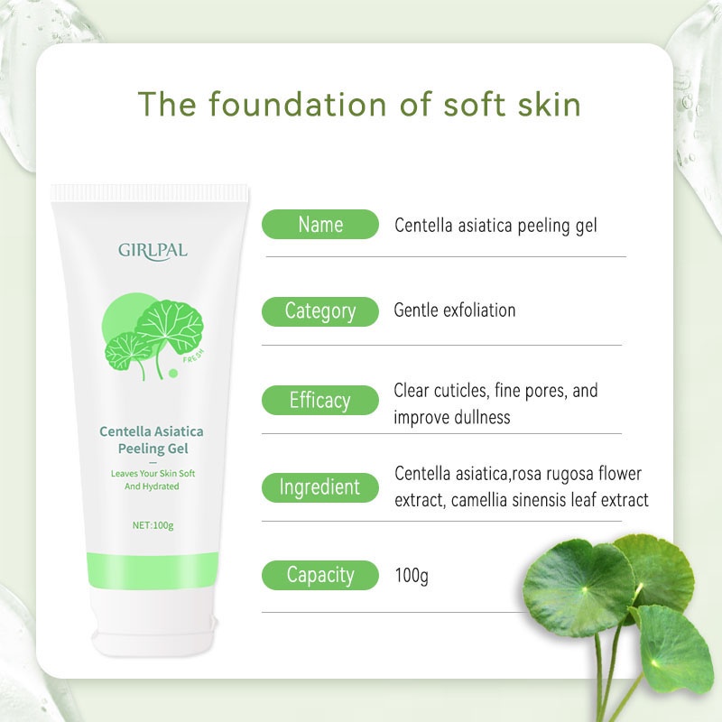 [BPOM] GIRLPAL Centella Asiatica Peeling Gel 100g Facial Glowing Blackhead Cleaner Body Exfoliating Mencerahkan Dan Mengangkat Sel Kulit Mati