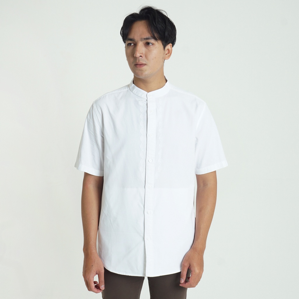 MGee Kemeja Koko Pria Putih Baju Muslim Shirt Alfero C078