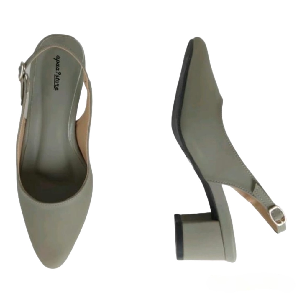 Heels Selop Tali Gesper Belakang Selop Wanita Hak 5 cm
