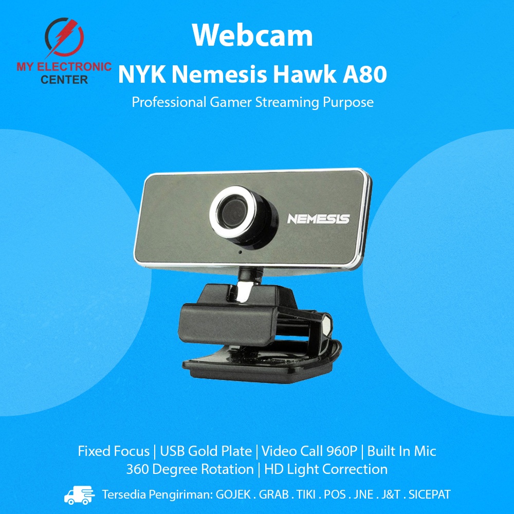 Webcam NYK Nemesis Hawk A80 HD Web Cam Laptop PC Komputer Notebook