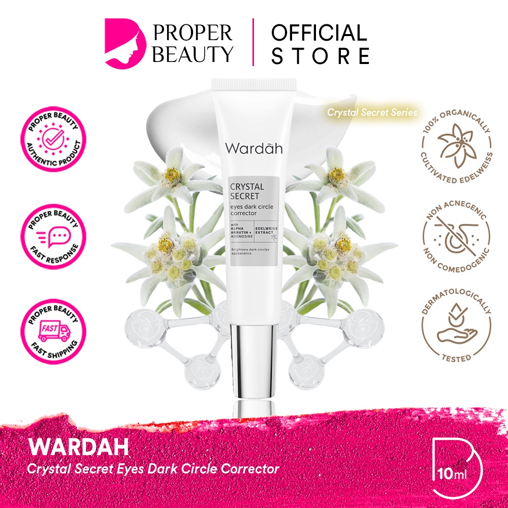 WARDAH Crystal Secret Eyes Dark Circle Corrector Indonesia / Krim Mata 10ml / With Alpha Arbutin + Adenosine Edelweiss Extract / Brightens Dark Circle Apprarance / Eye Cream Serum Gel Krim Hitam Panda / Mencerahkan Cerah Gelap / Skincare Face Care Series