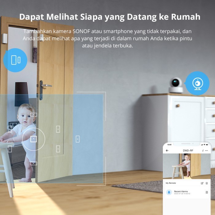 Sonoff DW2 - RF Door Window Wireless 433MHz Sensor Pintu Jendela Alarm Untuk Keamanan Rumah Otomatisasi