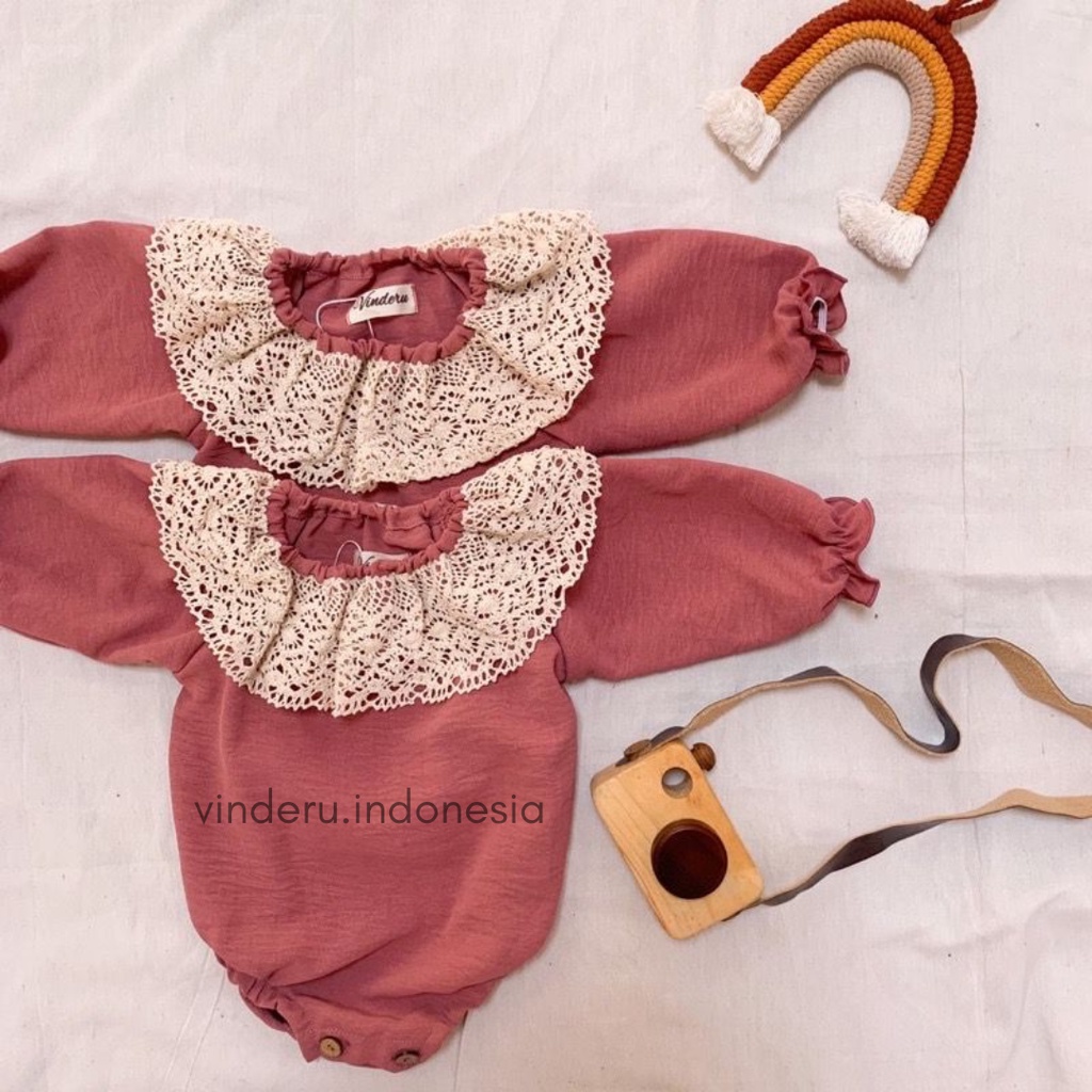 Vinderu Pakaian Bayi Odette romper renda, Baju Baby, Dress, Jumpsuit, Romper, Jumper, Ruffler, Newborn