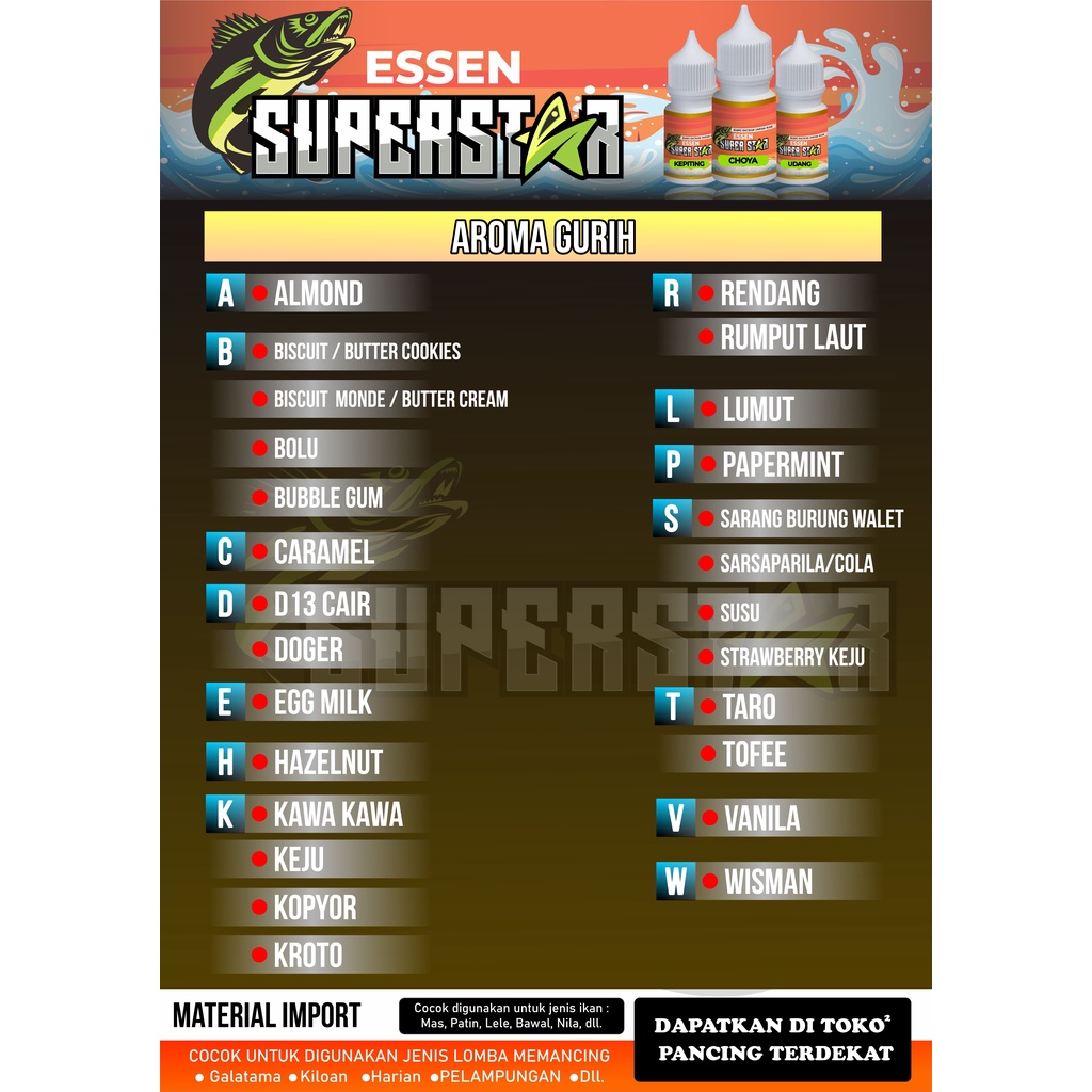 Paket Umpan Pancing|Essen Superstar Aroma GURIH,Essence,Essential Oil,Ikan Nila,Ikan Mas,Essentials