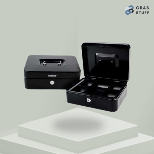 Kotak Uang Brankas Dokumen Cashbox Key Lock 25x20x9CM dengan Kunci / Brangkas Brankas Mini Celengan Uang Safe Deposit Money Box Penyimpanan Emas Perhiasan Emas Dokumen Anti Maling Aman / Brankas Berankas Brangkas Berangkas Celengan Uang Cash / Kotak Harta