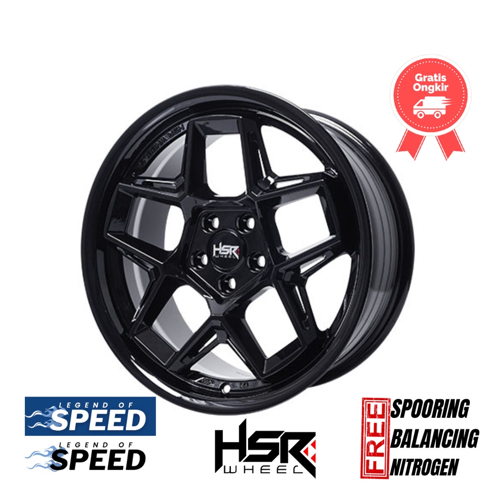 Velg HSR Ring 17 Lubang 5x100 Wasile Glosy Black
