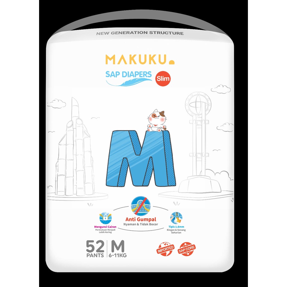 Makuku Air Diapers Slim Pants M52/L50/XL48