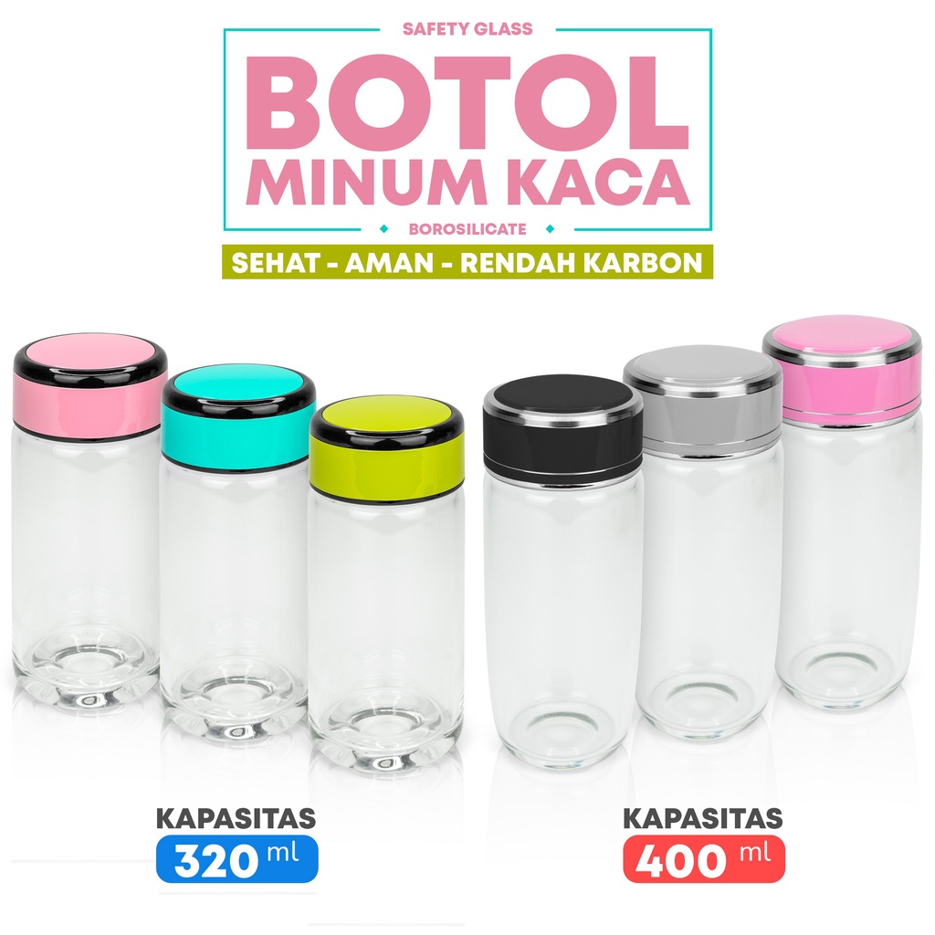 BOTOL MINUM KACA IMPORT TEMPAT AIR MINUM GLASS KACA KRISTAL WATER BOTTLE