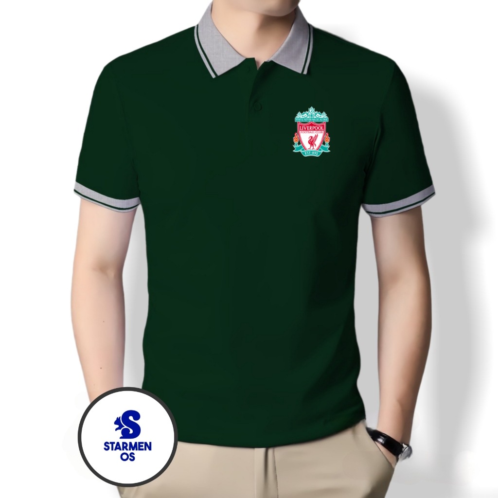 Kaos Wangki Polo Atasan Tshirt Pria Kerah Wangki Big List LOGO LIVERPOOL