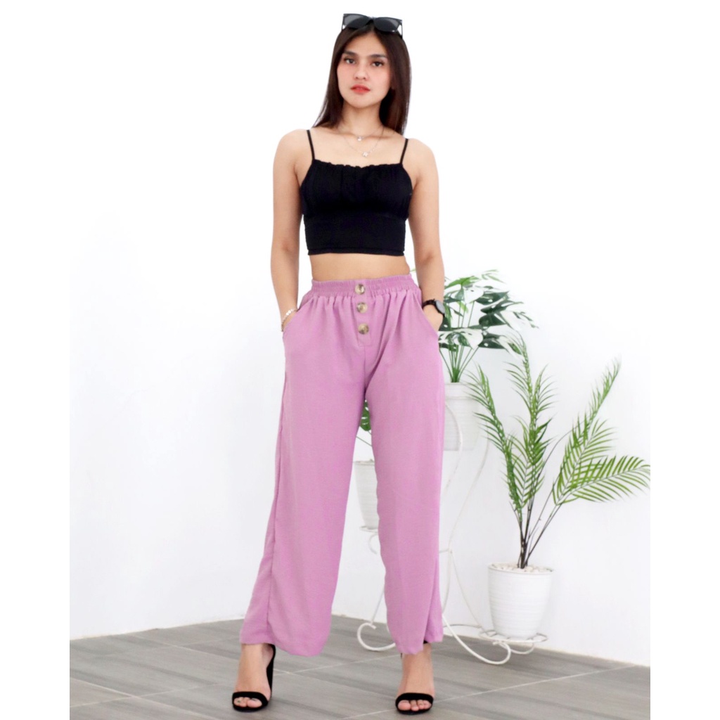 Celana Kulot Highwaist Kancing Zameela Collection [NEW] Celana Wanita kekinian Loose Pants Premium