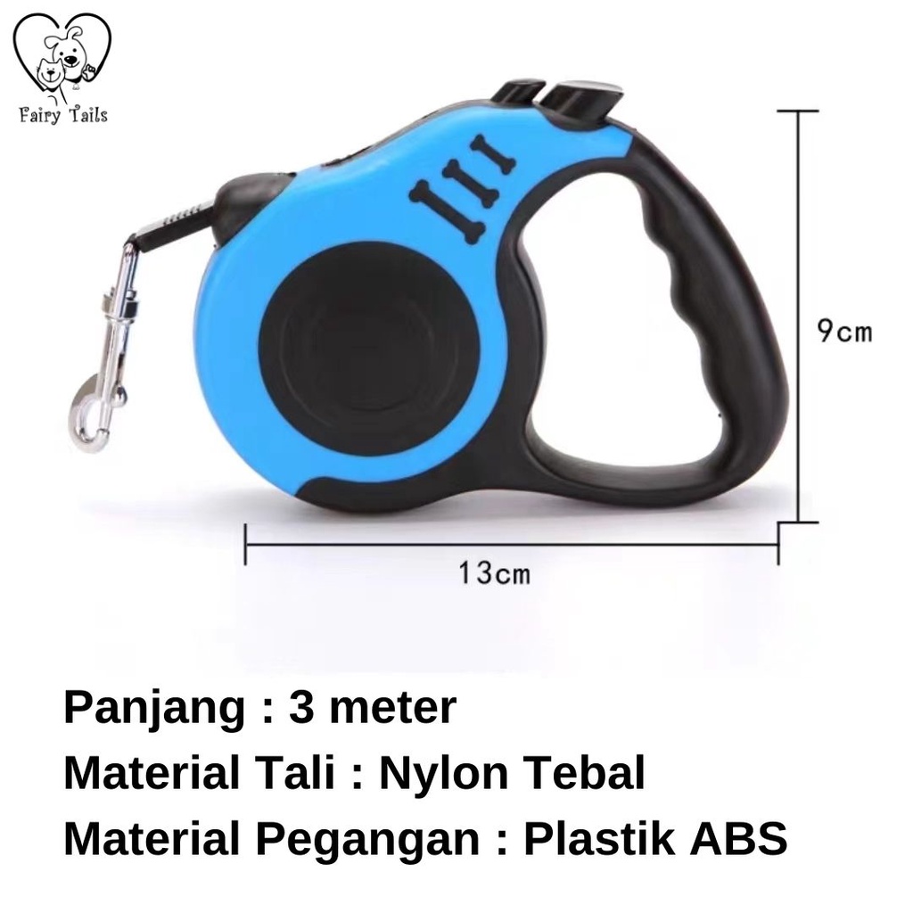 Tali Tuntun Retractable Pet Dog Leash Fleksibel dan Otomatis Untuk Anjing Kucing Anabul