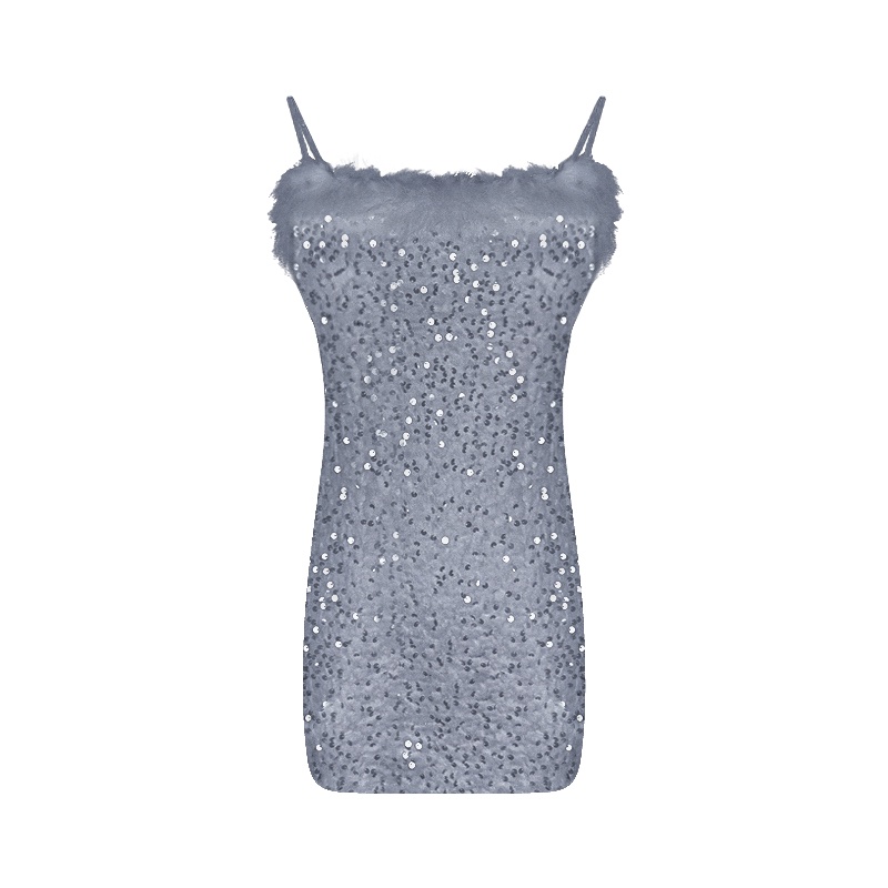 Red Spice Girl Mewah Jahitan Payet Sling Gaun Wanita Musim Semi Seksi Tas Pinggang Tinggi Rok Pinggul Canggih Ramping Rok