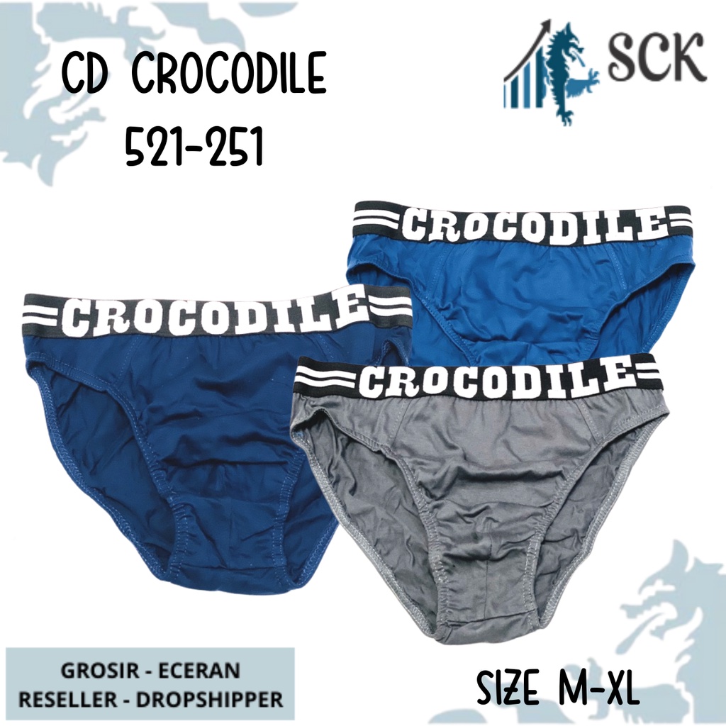 [ISI 3] CD Pria CROCODILE 521-251 Pinggang Karet Boxer / CD Cowok PAKAIAN DALAM Pria - sckmenwear GROSIR